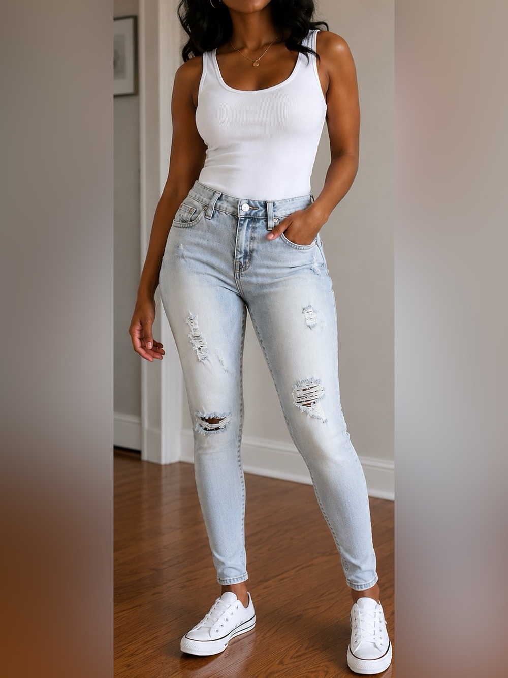 True Religion Light Blue Distressed Skinny Jeans
